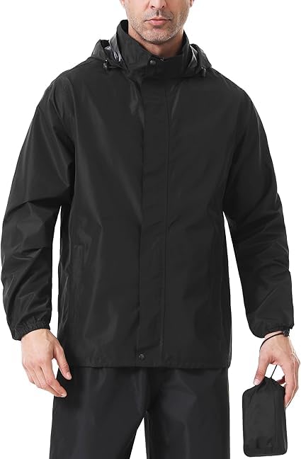 4v1 Raincoat for Men Waterproof | Men Rain Jacket Hooded Windproof Lightweight | Full-Length Breathable All-Season Rain Wear | Bike Riding, Motorcycle, Cycling|M10-picture-14