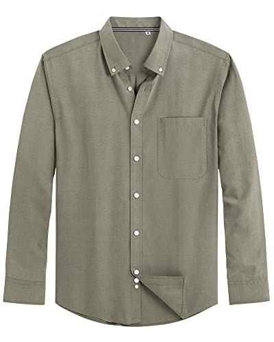 Image of J.VER Men's Oxford Shirt Solid Casual Button Down Collar Shirts Long Sleeve Dress Shirts with Pocket