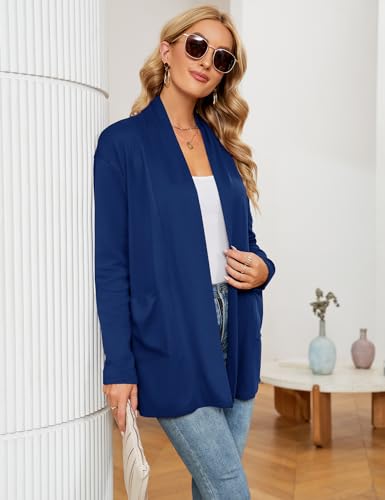 Image of Micoson Women's Long Sleeve Open Front Cardigan Casual Loose Lightweight Cardigans with Pockets