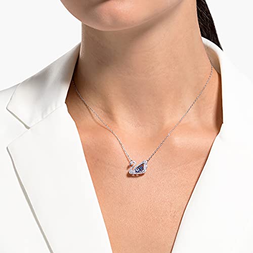 swarovski dancing swan necklace jewelry collection rhodium finish blue crystals clear crystals