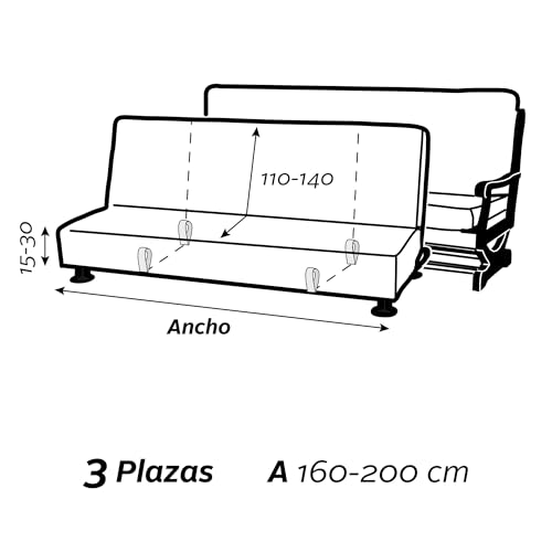 FAVERTI® Elastischer Sofabezug für Schlafsofa, 3-Sitzer, Modell Reale | Grau | Universal-Sofabezug | Qualitätsschutz aus Jacquard-Stoff