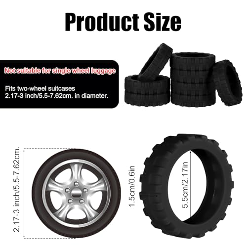 8pcs Luggage Wheel Covers, Portable Suitcase Caster Cover Silicone Spinner Luggage Wheel Protector Noise Resistant Anti-Wear Luggage Accessories for Most 8 Caster Suitcase (black)2
