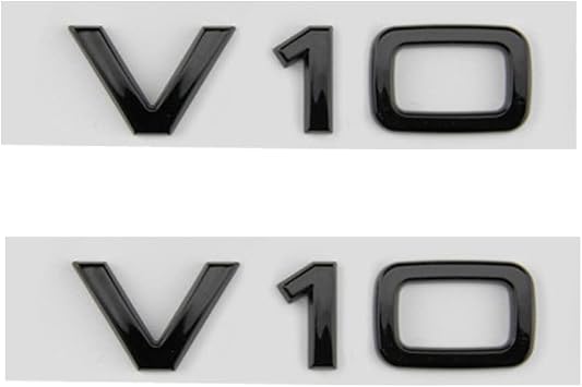 2pcs Glossy Black ABS Letter Number V10 Emblem for AUD Car Styling Side Badge Sticker