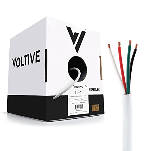 Voltive 12/4 Speaker Wire - 12 Awg/Gauge 4 Conductor - Ul Listed In Wall (Cl2/Cl3) And Outdoor/In Ground (Direct Burial) Rated - Oxygen-Free Copper (Ofc) - 250 Foot Bulk Cable Pull Box - White #TOP4