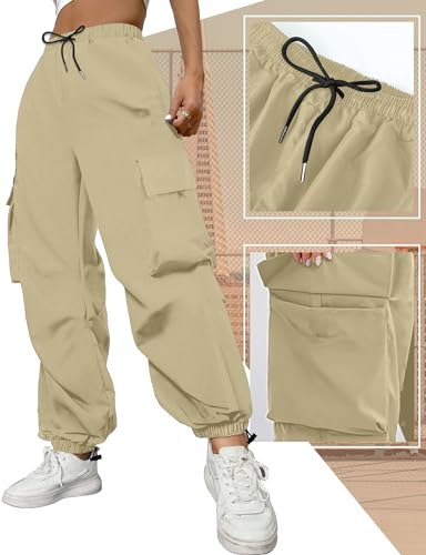 Buauty Womens Cargo Pants, Black Baggy Parachute Pants with Pockets Trendy Cargo Sweatpants Joggers for Women, Y2k Pants2