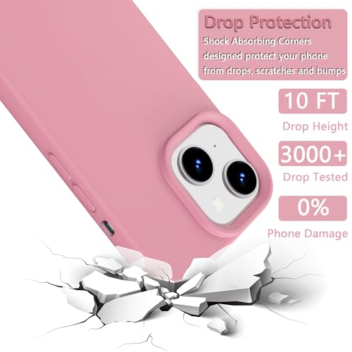 Image of iPhone 13 /14 Case Silicone,Soft Microfiber Lining(Rose Pink)