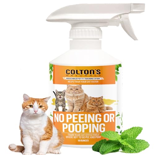 NO PEE No POOP CAT Potty Training Spray, 100% Natural - Non-Toxic Spray to Prevent Peeing & Pooping- Natural No Urine Marking Scent Corrector No Mark - Keep Off Litter Training Prevents Kitten (16 oz)