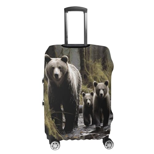 Mother Bear And Her Luggage Covers Elastic Suitcase Cover Protector Cute Travel Suitcase Protector Anti-scratch Fits 19-32 Inch Luggage L4