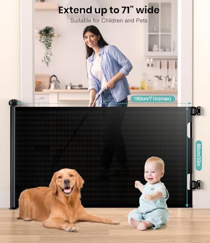 Nalezuns Türschutzgitter Ausziehbar 0-180 cm, Baby Treppenschutzgitter Einhändig Bedienbar, Automatisches Verriegelungsdesign, Treppenschutzgitter Ausziehbar für Hunde Babys (Schwarz)