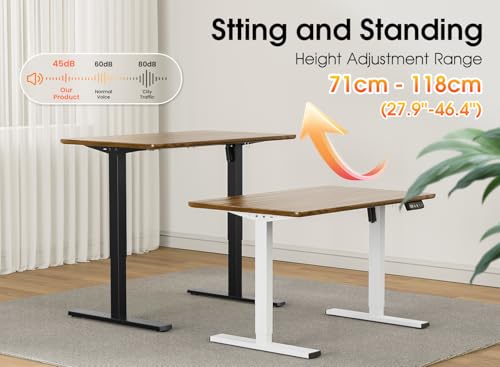 Image of 330 lbs Capacity Dual Motor Electric Standing Desk Frame, Height Adjustable Sit Stand up Desk Legs Base Workstation, Anti-Collision Function, 2 Hooks, White Frame Only