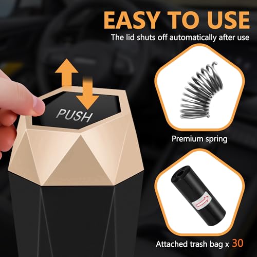 Image of Car Trash Can with Lid - 2-Pack, Interior Accessories for Vehicles, Leakproof Garbage Can with 30 Detachable Trash Bags, Multipurpose Organizers and Storage Solutions for Home and Office