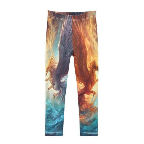 Toddler Girls Leggings Printed Yoga Pants Leggings Orange Purple Phoenix for Kids