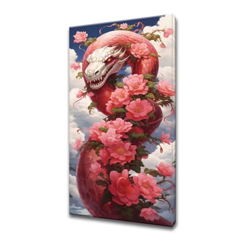 Diamond Painting Grande Taille 40x80cm Fleur et Serpent 5D