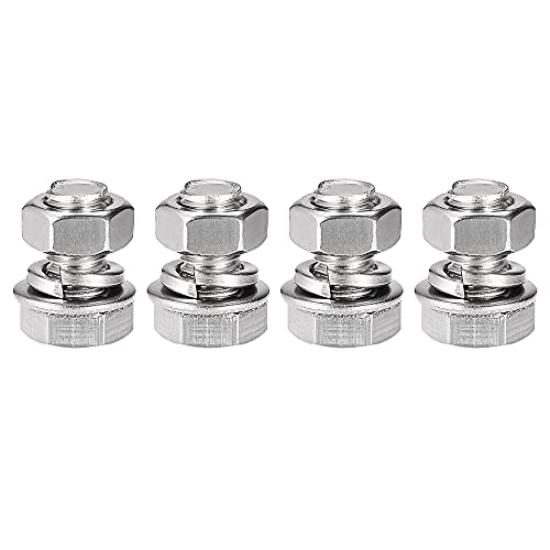 Image of uxcell M8 x 16mm Hex Head Screws Bolts, Nuts, Flat & Lock Washers Kits, 304 Stainless Steel Fully Thread Hexagon Bolts 4 Sets