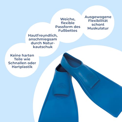 Flipper SwimSafe 1141 - Schwimmflossen für Kinder, in der Farbe Blau, Größe 30 – 33, aus Naturkautschuk, als Schwimmhilfe für unbeschwerten Schwimm- und Badespaß