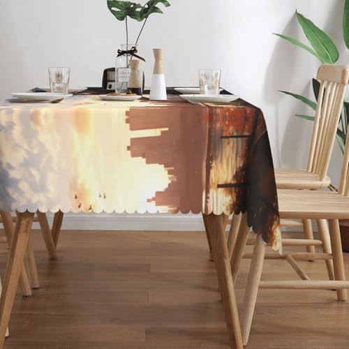 Nappe carrée Brooklyn Bridge en polyester lavable pour table rectangulaire - 4