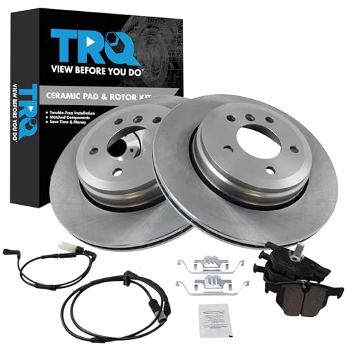 Image of TRQ Rear Brake Pad and Rotor Set Ceramic Vented Rotors | For 2004-2007 BMW 525i 2004-2007 530i 2008-2010 528i