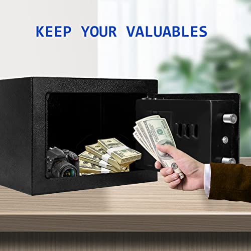 Samyersafe Safe Box With Sensor Light , Security Small Safe With Electronic Digital Keypad，Steel Construction Money Safe With Lock，Hidden Safe For Home, Wall Or Cabinet Anchoring Design(Black) #TOP4