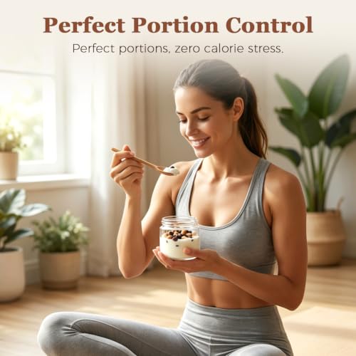 Image of ComSaf Overnight Oats Containers with Lids 10 oz, Small Glass Jars 4 Pack