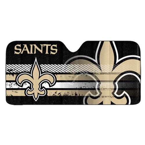 Image of Fanmats NFL Windshield Sun Auto Shade, Sun Shield Sun Visor Accordion tri-fold for Storage 59 inch x 29.5 inch, Colorful Team Design