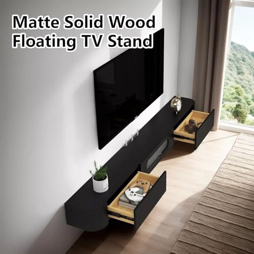 Meuble TV flottant avec tiroirs pour ranger décodeur et console de jeux - 4