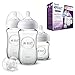 Philips Avent Allattamento SCD303/01 Set Prime Poppate Natural, Kit Composto da 3 Biberon/1 Ciuccio, Transparente in Vetro