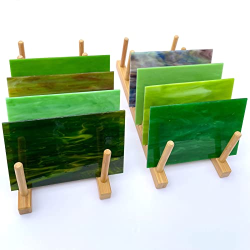 LITMIND 8 Sheets Green Stained Glass Sheets Variety Pack, 4 x 6 inch Glass Mosaic Tiles for Art Crafts, Assorted Colors Cathedral Art Glass Sheets for Stained Glass Making Projects (Shades of Green)