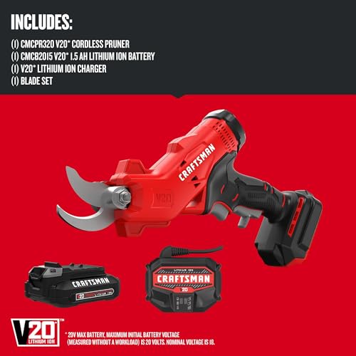 CRAFTSMAN V20 Cordless Electric Pruner, Pruning Shears for Gardening, 2 Ah Battery and Charger Included, Electric Pruning Shears, Tree Pruner (CMCPR320C1) - image 2