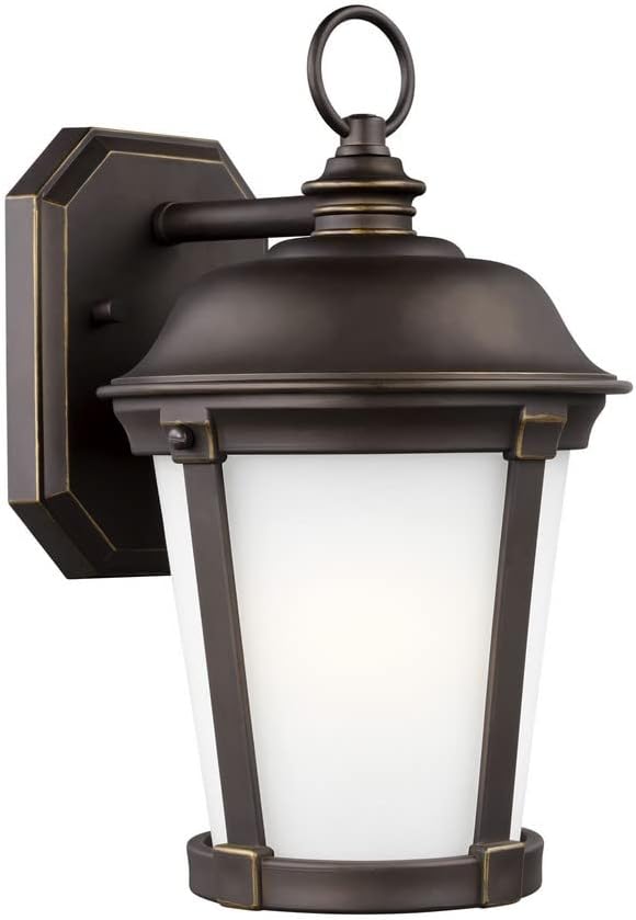 Generation Lighting 8650701-71 Medium One Light Outdoor Wall Lantern, Antique Bronze, 9 Total Watts, 12.25 Inch Height, 7.875 Inch Wide, StoneStrong Construction
