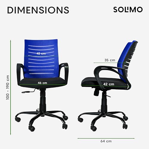 Image of Amazon Brand - Solimo Worklo Mid Back Office Chair for Work from Home | Study | Revolving | Computer (Heavy Duty Powder Coated Metal Base, Stylish Blue Mesh)
