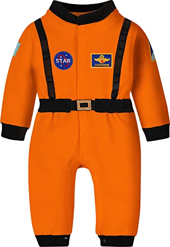 COSLAND Baby Boys Astronaut Jumpsuit Toddler Halloween Novelty Cosplay Orange Romper 2-3T