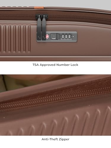 Image of EUME Aerotop Checkin Trolley Bag Large | Space Saving Top Open Suitcase | Expandable Hardshell Polycarbonate Luggage | TSA Lock, Anti Theft Zipper, Super Silent Wheels | 105L Espresso Brown