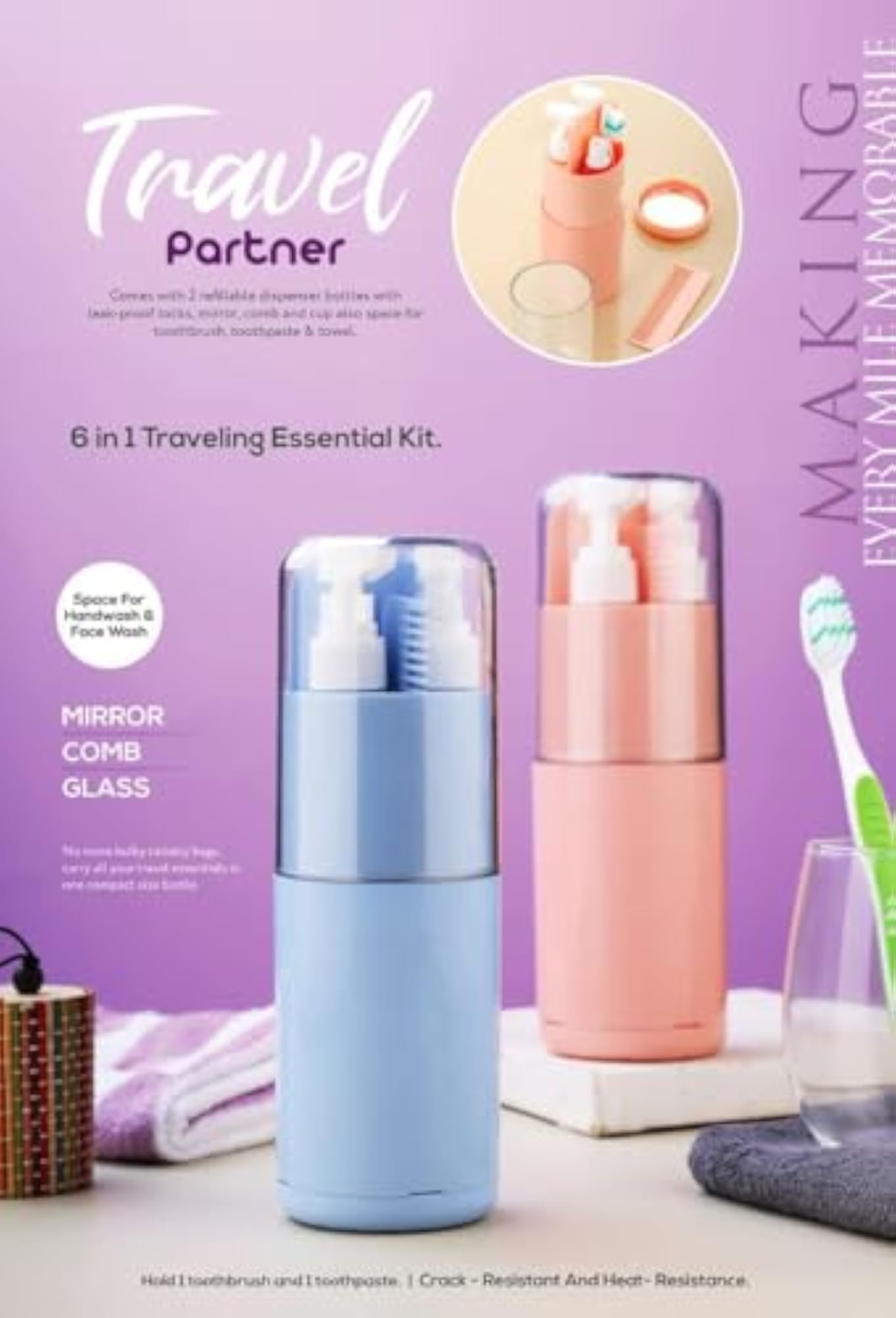 6-in-1 Travel Essential Kit for Men & Women