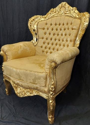 Casa Padrino Fauteuil baroque doré - Fauteuil de salon de style baroque fait main avec strass - Meubles baroques - Meubles de salon de style baroque