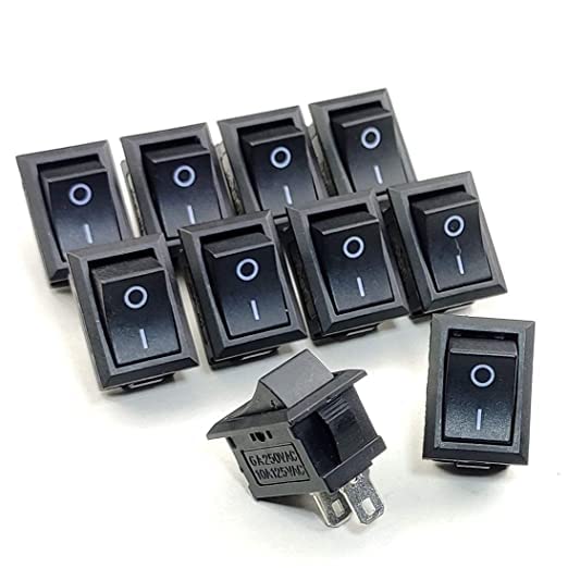 S P 2 Pin Rocker on/off Switch Black Color Pack Of 10 Pcs : Amazon.in ...