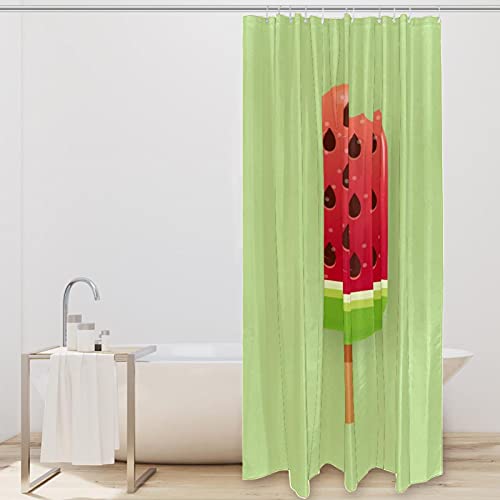 Rideau de douche pastèque vert à œillets avec crochets déco enfant