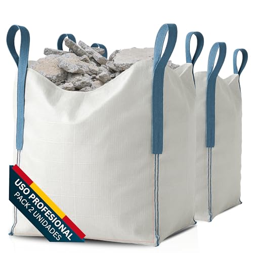 [x2 Sacos] Saco Big Bag 1000kg | Sacos Escombros Obra 80x80x90 cm | Big Bags Resistentes y Reutilizables para Jardín, Arena, Grava, Leña y Sacas 1000kg para Reparto