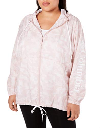 Columbia Plus Size Printed Hooded Windbreaker 2X Pink