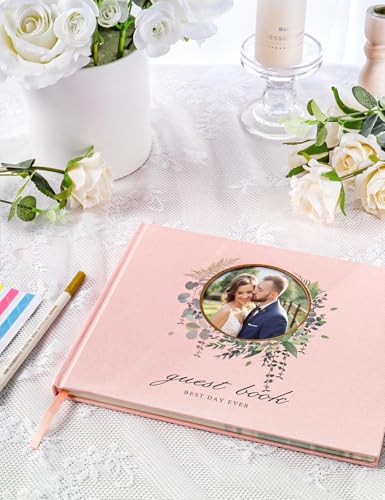 Image of molekaus Wedding Guest Book Hardcover 8 inch x 10 inch,100 Pages | Wedding Guest Book,Guest Book Weddings Reception,Polaroid Guest Book for Wedding with Pen, Photo Corner