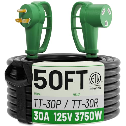 Image of POWGRN 30 Amp RV Extension Cord 50 FT, RV Power Cord 30 Amp Waterproof