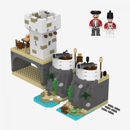 BlueBrixx Pro 108387 - Legenden der Schatzküste: Wachturm-Erweiterung – 471 Klemmbausteine, Piraten Set, Geschenk für Schiffs- und Piratenfans, Standardsteine, Bausteine der Piraten-Serie