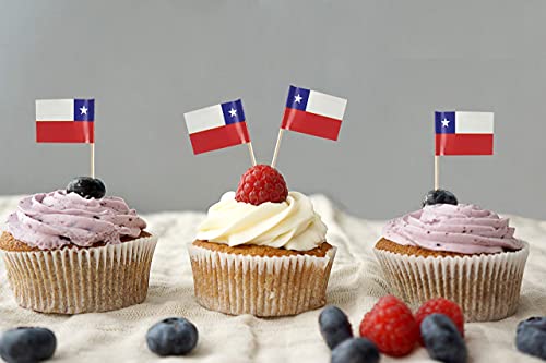 Mini drapeau du Chili de qualité pour gâteaux - Set de 200 décorations - 5