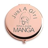 Anime Stuff for Girls Women Rose Gold Compact Cute Purse Travel Folding Hand Mirror for Birthday Christmas Thanksgiving Anime Gifts for Teen Girls