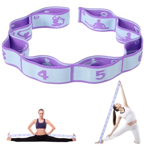 HJZHII Yoga Stretching Band mit 8 Schleifen,Yoga Stretching Strap,Fitnessbänder Band Fitness Stretchband mit Schlaufen Stretch Gurt Hochelastischer Gymnastikband Upgrade Erweitern Spannband