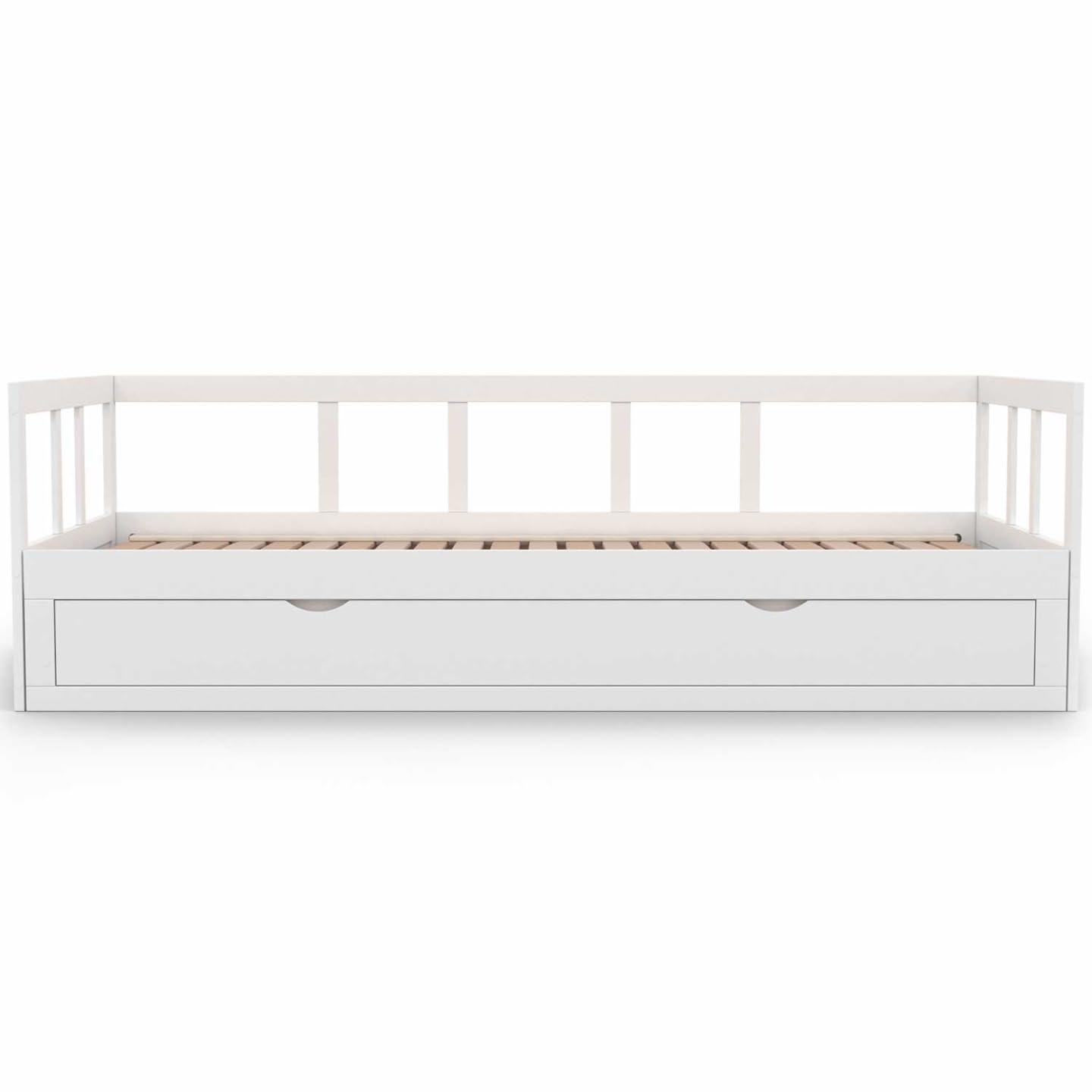 IDMarket Zoya Convertible Cama Banqueta 90 x 190 cm, 180 x 190 cm, color blanco con 1 cajón de almacenamiento