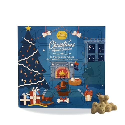 Adventskalender: Natürliche Hundekekse Apfel, Kokosnuss und Mandeln | Lecker, gesunder und weihnachtlicher Hundesnack | Erleben Sie die Magie von Weihnachten mit Ihrem Hund | 24 Stück - 70 g | Hygge