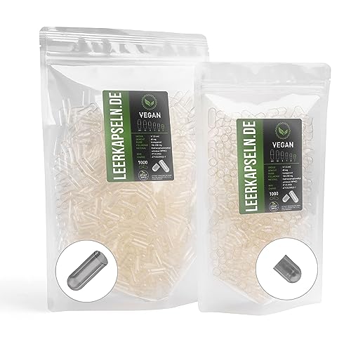 1000 Stück getrennte Kapselhälften - Größe 3 - HPMC Kapseln Caps - Leerkapseln mit gr. Füllmenge - transparent vegan vegetarisch (1000)