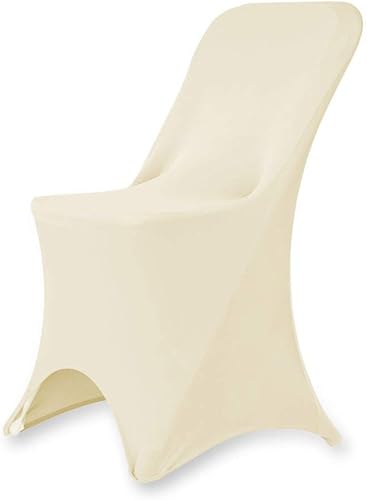 Juego de 11050 fundas elásticas de elastano plegables para hotel, recepción, banquete, fiesta, restaurante, 17 colores (1, marfil)