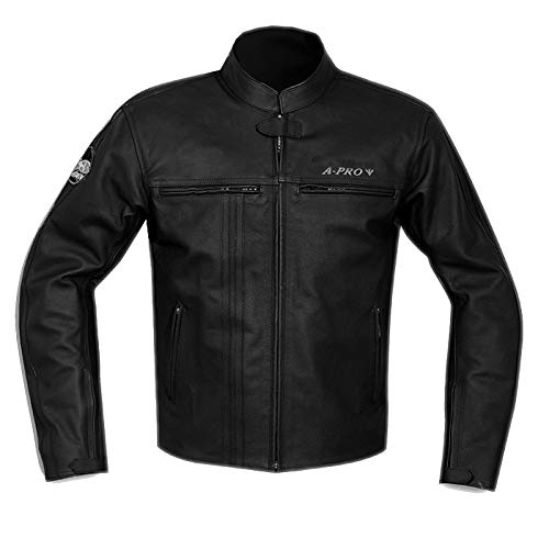 A-Pro Giacca moto pelle Protezioni omologate Custom Naked Vintage Retro' Nero M