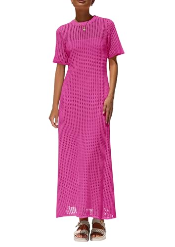 Image of PRETTYGARDEN Womens Eyelet Crochet Maxi 2 Piece Dress Sets